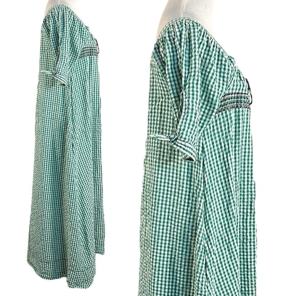 Free People Bohemian Embroidered Gingham Seersucker Cass Maxi Dress Green Small - Picture 7 of 16